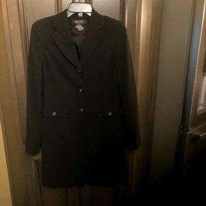 New York & Company Black Long Sleeve Mid-Length Jacket/Blazer
